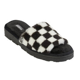 Womens Kensie Checkered Slide Slippers