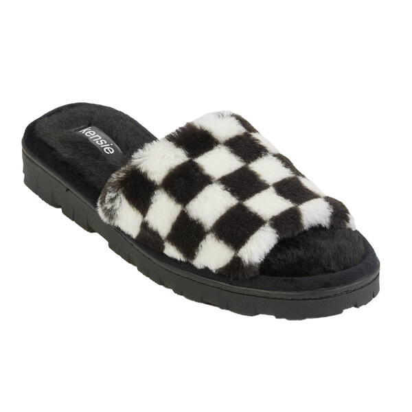 Womens Kensie Checkered Slide Slippers - image 