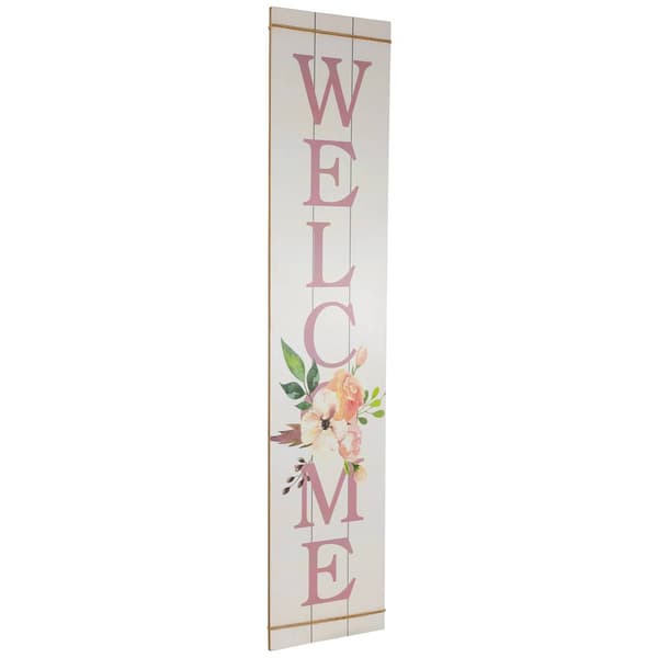 Northlight Seasonal Floral Welcome Wooden Spring Porch Sign