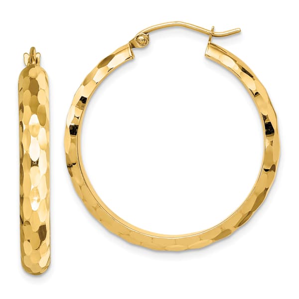 Gold Classics&#40;tm&#41; 14kt. Diamond Cut Hoop Earrings - image 