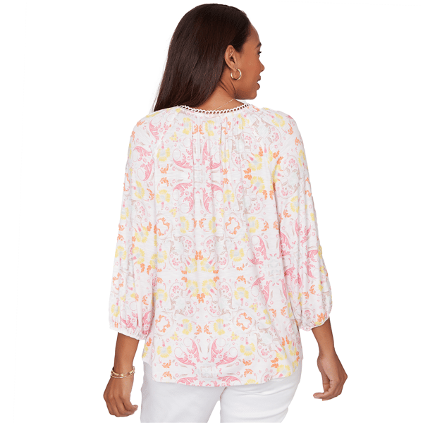 Womens Ruby Rd. Renaissance Romance Keyhole Neck Blouse - image 