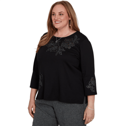 Plus Size Alfred Dunner Dinner Theater Shimmer Floral Blouse
