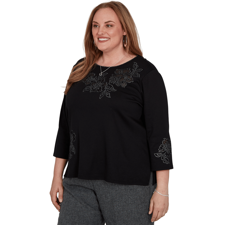 Plus Size Alfred Dunner Dinner Theater Shimmer Floral Blouse