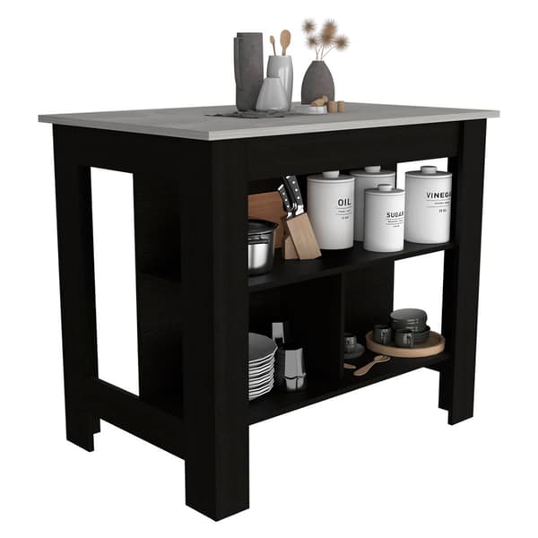 FM FURNITURE Brooklyn Ibiza Marble Top Kitchen Island