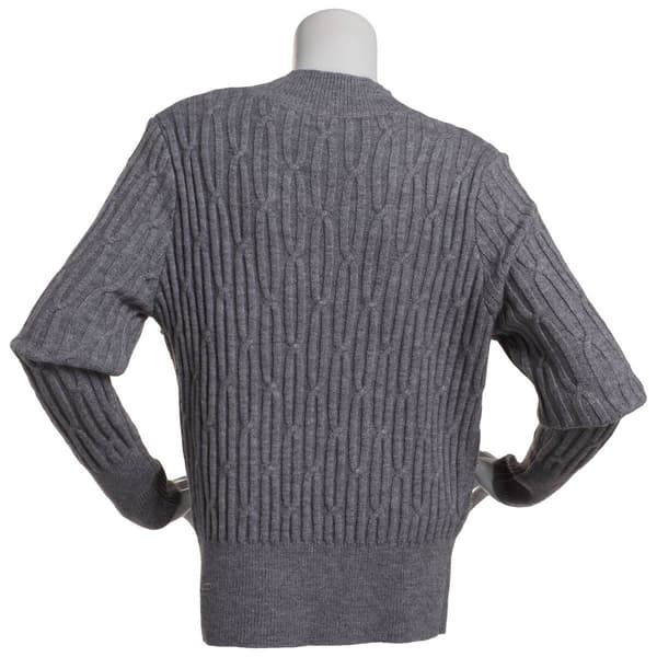 Womens Nanette Lepore Long Sleeve Cable-Knit Pearl Sweater