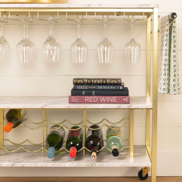 South Shore Maliza Bar Cart with Wine Glass Rack