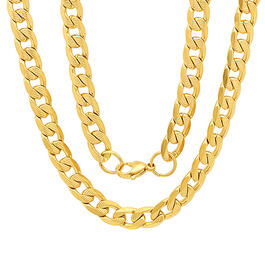 Mens Steeltime 18kt. Gold Plated Cuban Chain Necklace