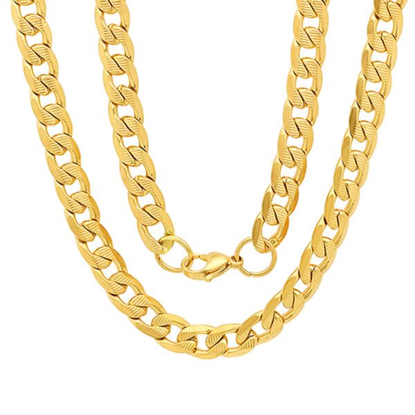 Mens Steeltime 18kt. Gold Plated Cuban Chain Necklace - image 