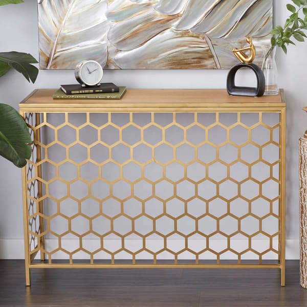 9th & Pike® Gold Metal Contemporary Console Table
