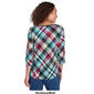 Womens Ruby Rd. Chalet Chic 3/4 Sleeve Bias Plaid Tee - image 2