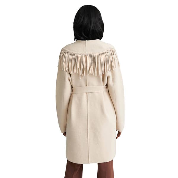 Womens NVLT Belted Fringe Wool Blend Coat