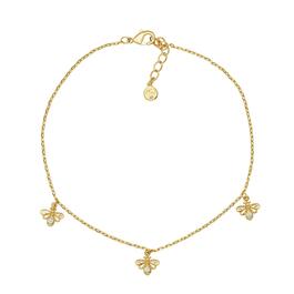 Barefootsies Gold Plated Cubic Zirconia Bee Chain Anklet