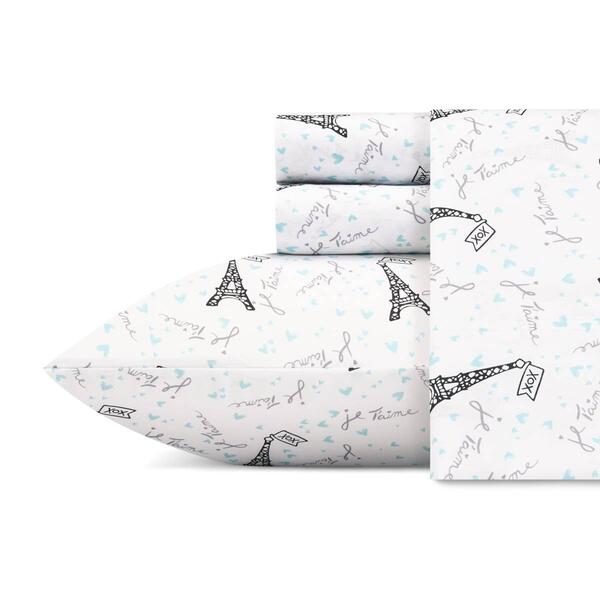 Betsey Johnson Je Taime Paris Microfiber Sheet Set - image 