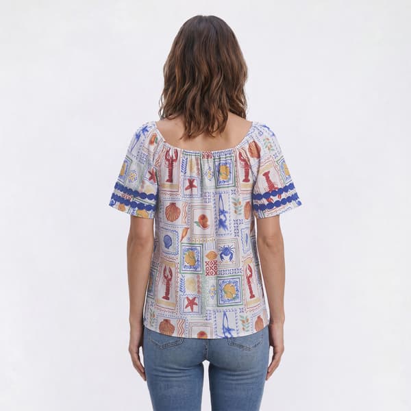 Plus Size Absolutely Famous Square Neck Coastal Blouse