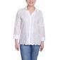 Petite NY Collection 3/4 Sleeve Eyelet Button Front Tuwa Top - image 1
