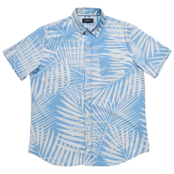 Mens Visitor Fern Short Sleeve Button Down Shirt - Blue Fog