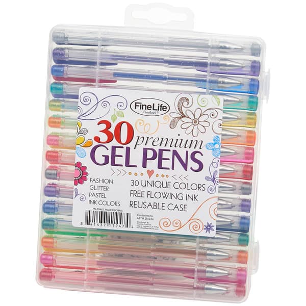 FineLife Premium Glitter Gel Pens with Case - Set of 30 - image 