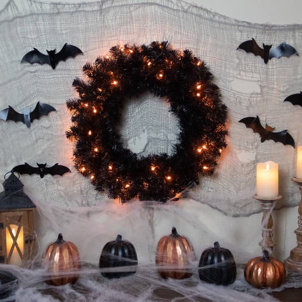 Northlight Seasonal Pre-Lit Spruce Artificial Halloween Wreath
