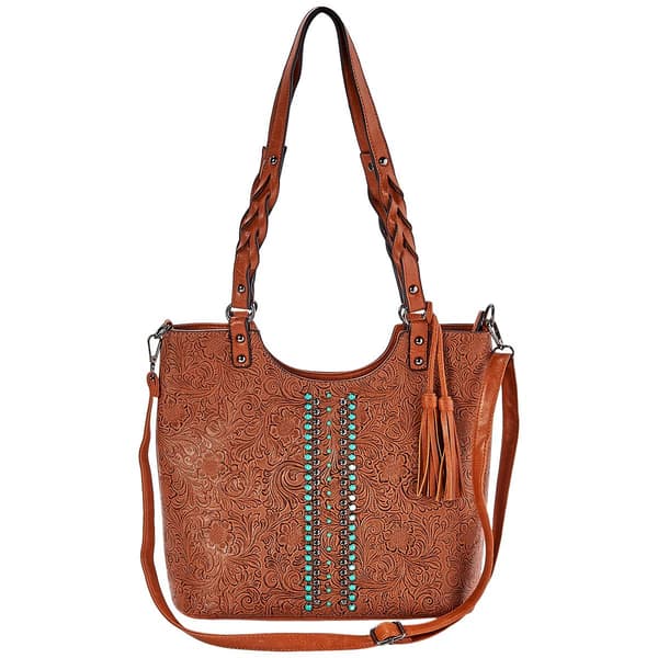 Sam & Hadley Braided Handle Tooled Tote - image 
