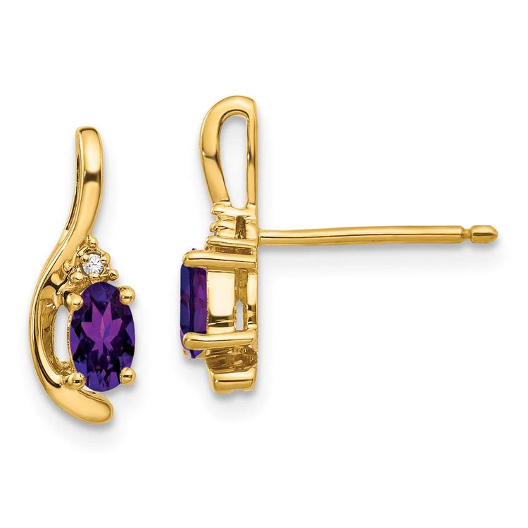 14kt. Yellow Gold Oval Amethyst Stud Earrings
