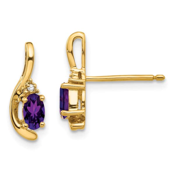 14kt. Yellow Gold Oval Amethyst Stud Earrings - image 