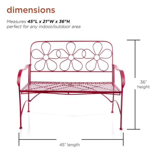 Alpine Daisy Backrest Metal Garden Bench