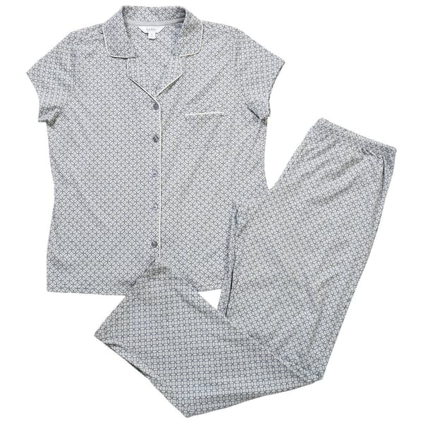 Womens Nicole Miller Short Sleeve Tile Geometric Pajama Set
