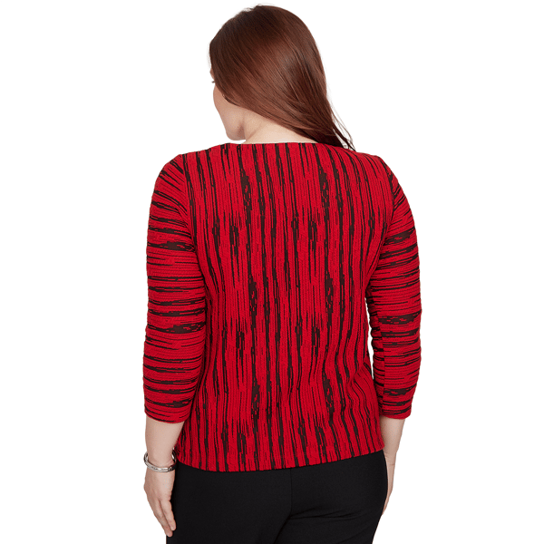 Petites Alfred Dunner Dinner Theater Spliced Stripe Contrast Tex