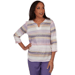 Womens Alfred Dunner Grand Bazaar 3/4 Sleeve Mix Stripe Blouse - image 1