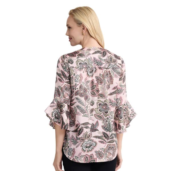 Womens Jones New York 3/4 Flutter Sleeve Floral Paisley Blouse