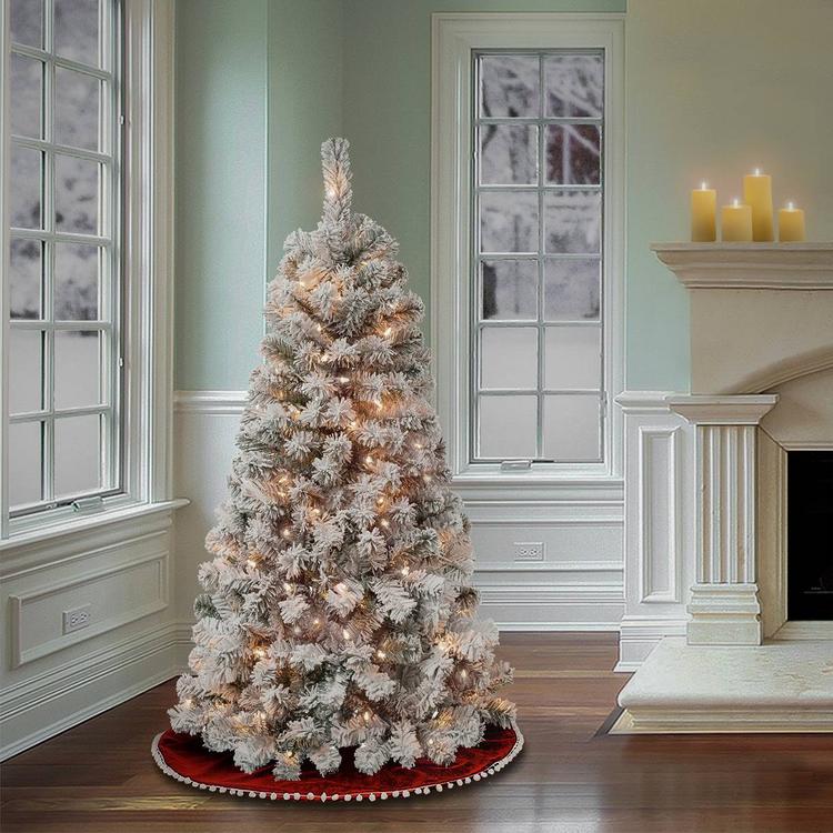National Tree 4.5ft Acacia Flocked Tree w/ 100 Clear Lights