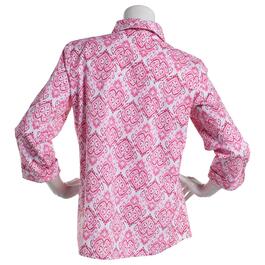Womens Emily Daniels 3/4 Sleeve Zip IKAT Knit to Fit Henley