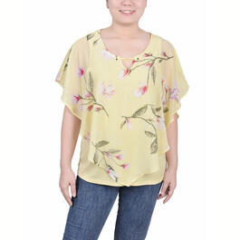 Womens NY Collection Chiffon Popover Floral w/Back Neck Blouse
