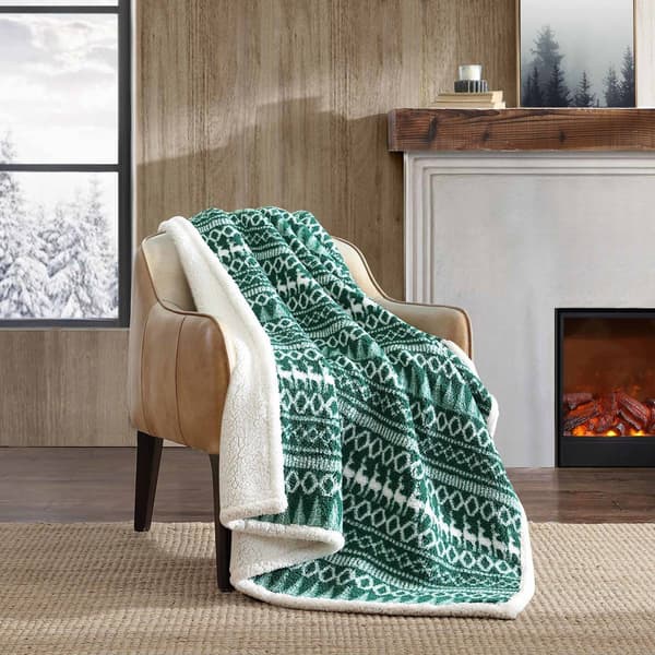 Eddie Bauer Alpine Fair Isle Sherpa Throw