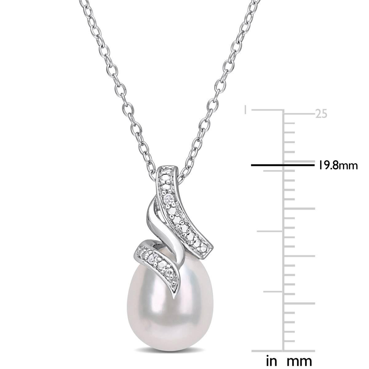 Gemstone Classics™ Pearl & Diamond Twisted Drop Pendant