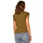 Womens Democracy Cap Sleeve Pleated Golden Olive Peplum Blouse - image 2