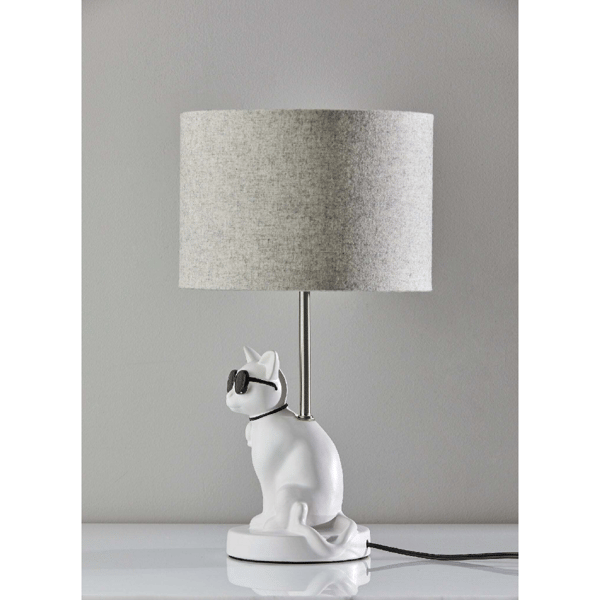 Simplee Adesso Sunny Cat Table Lamp with Light Grey Shade