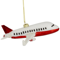 Northlight 5.75in. White & Red Airplane Glass Christmas Ornament