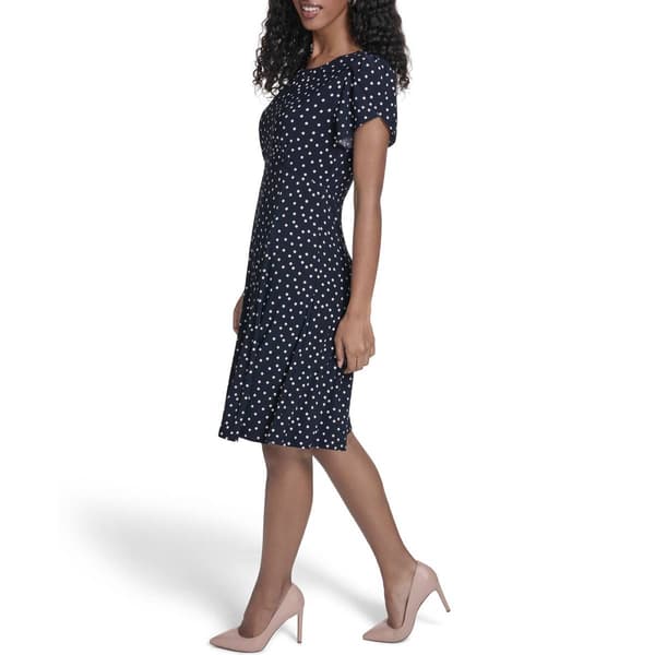 Womens Tommy Hilfiger Short Sleeve Dot A-Line Dress