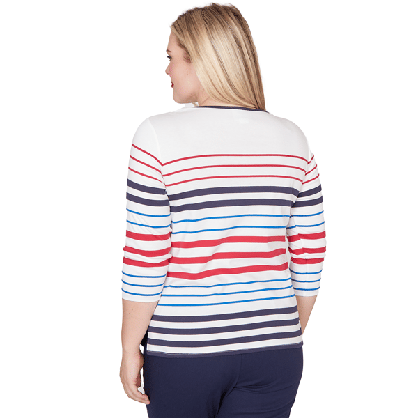 Womens Alfred Dunner Lady Liberty Americana Stripes Tee - image 