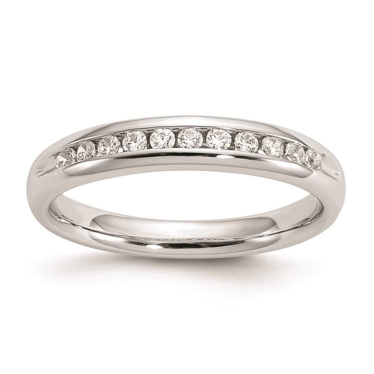 Pure Fire 14kt. White Gold Lab Grown 11-Stone Channel Band