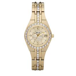 Womens RELIC by Fossil Queens Court Gold-Tone Watch - ZR11778
