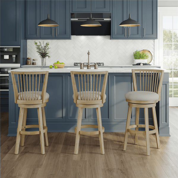 HH2 Home Garlington Wood Swivel Windsor Adjustable Height Stool