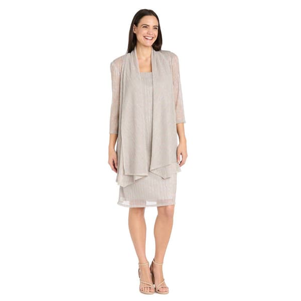 Womens R&M Richards Crinkle Pleat Flyway Jacket Dress