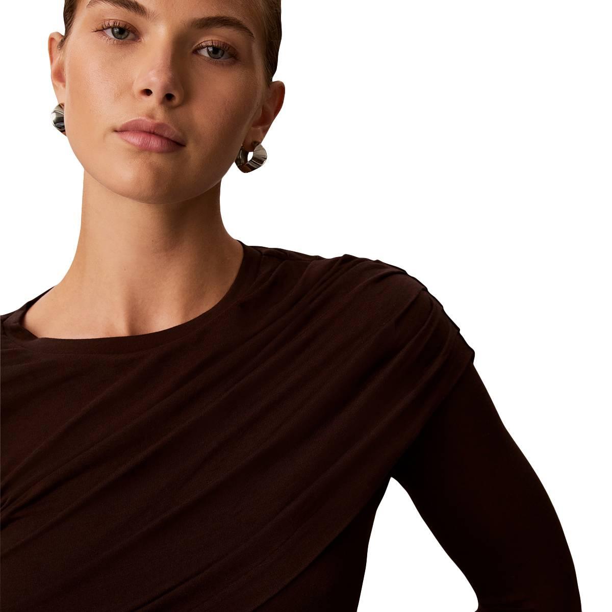 Womens Calvin Klein Long Sleeve High Neck Wrapover Blouse