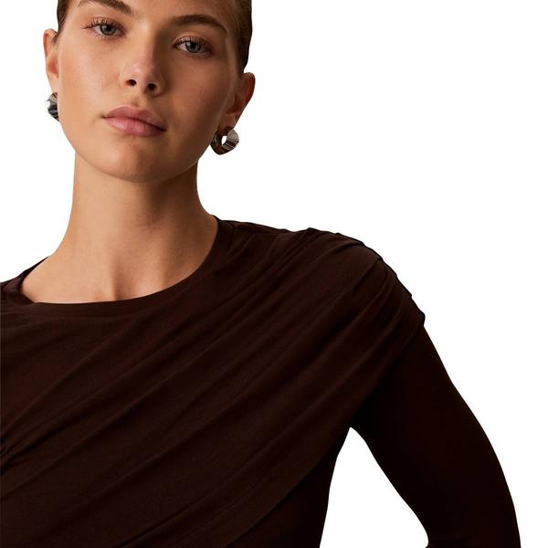 Womens Calvin Klein Long Sleeve High Neck Wrapover Blouse
