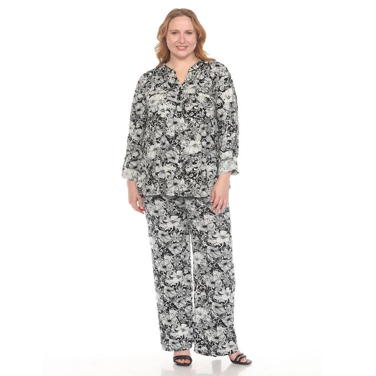 Plus Size White Mark 2pc. Floral Print Tunic and Pant Set