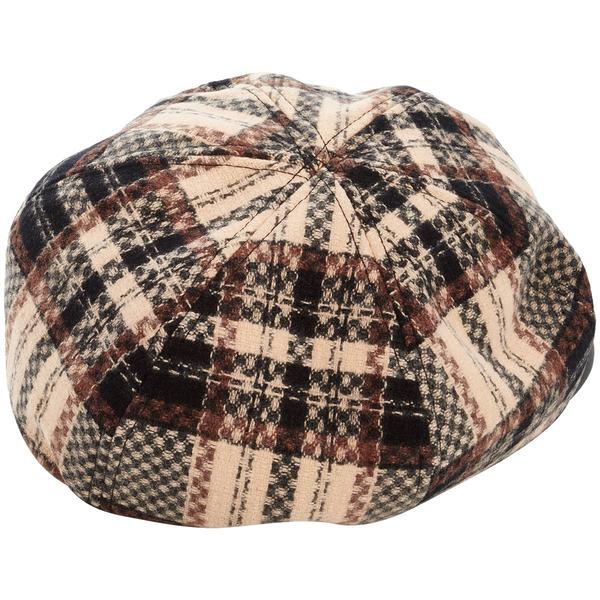 Womens Madd Hatter Plaid Faux Leather Brim Newsboy Hat