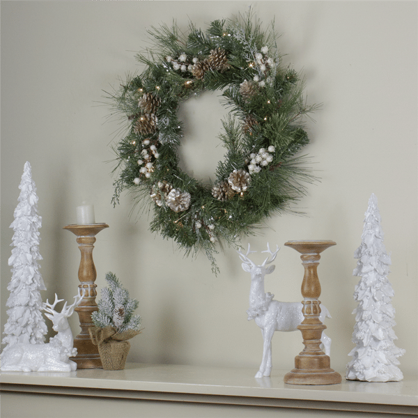 Northlight 22in. LED Mixed Berry & Pinecone Christmas Wreath
