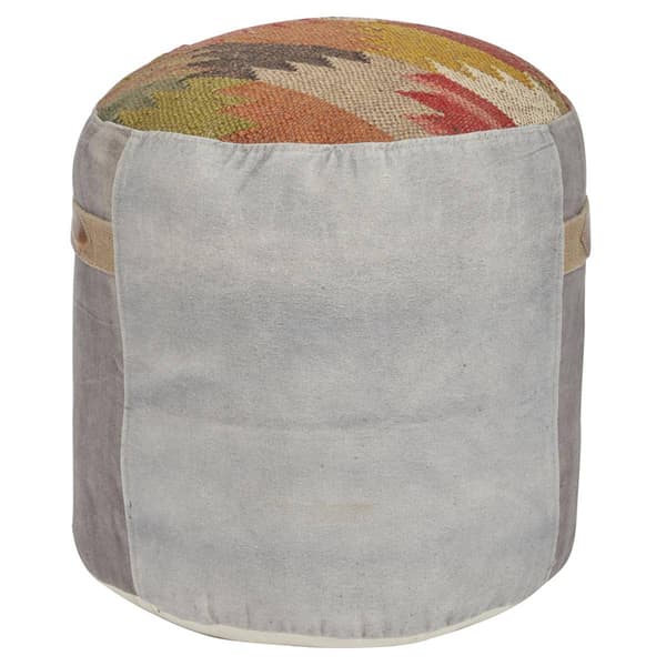 9th & Pike® Rustic Multi Colored Canvas Pouf Ottoman